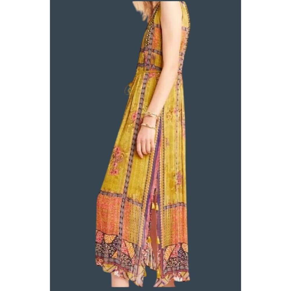 Bhanuni By Jyoti Anthropologie Citron Sleeveless Maxi Dress S slip dress lined t - Picture 3 of 15